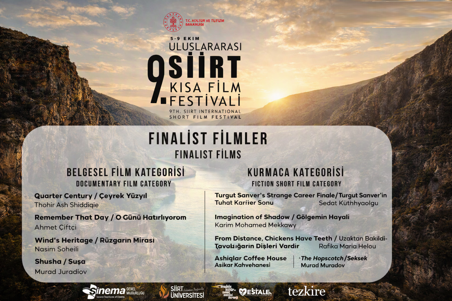 9. Siirt Uluslararası Kısa Film Festivali | Finalist Filmler